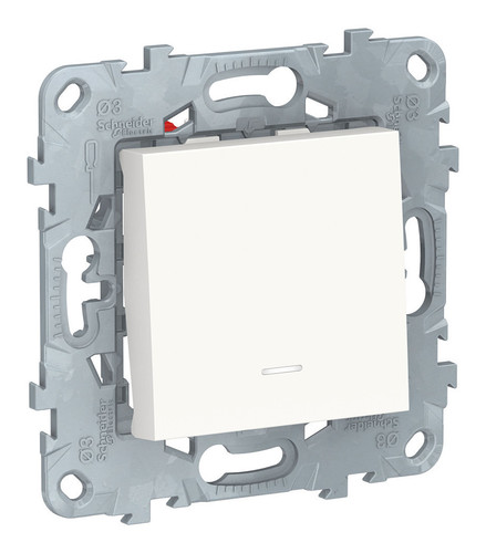 Переключатель 1-клавишный перекрестный Schneider Electric UNICA NEW, с подсветкой, скрытый монтаж, белый