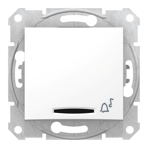 Выключатель 1-клавишный кнопочный Schneider Electric SEDNA, с подсветкой, скрытый монтаж, белый