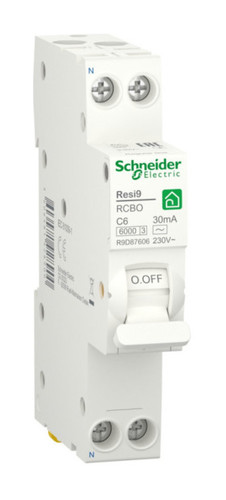 Дифавтомат Schneider Electric Resi9 1P+N 6А ( C ) 6 кА, 30 мА ( AC ), R9D87606